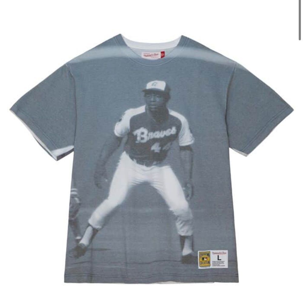 Mitchel & Ness Highlight Sublimated Player Tee Atlanta Braves Hank Aaron 2XL NWT